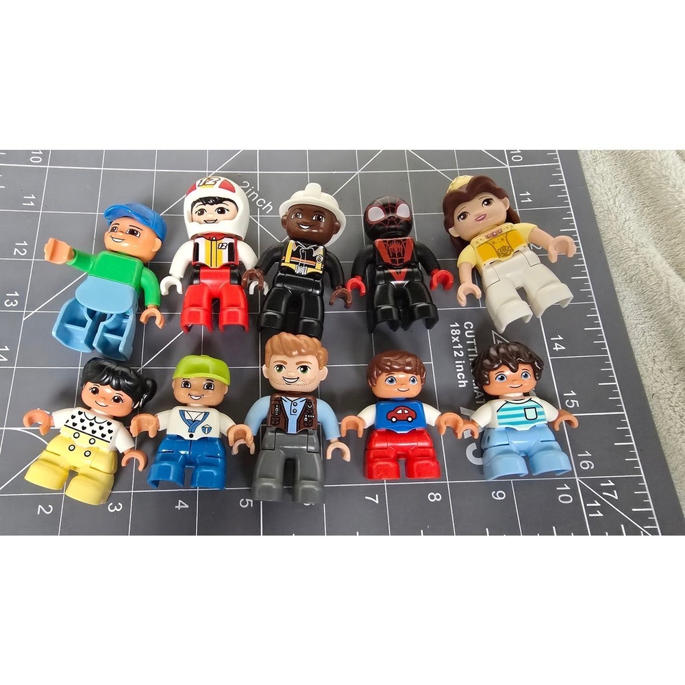 Lego Duplo Figure Lot 10pc Miles Morales Spider-Man Belle Firefighter Race Car